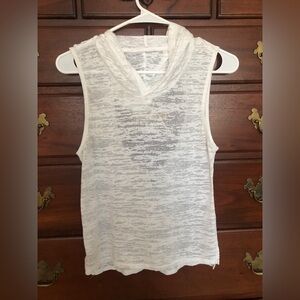 White sheer tank top Hooded cutout back S